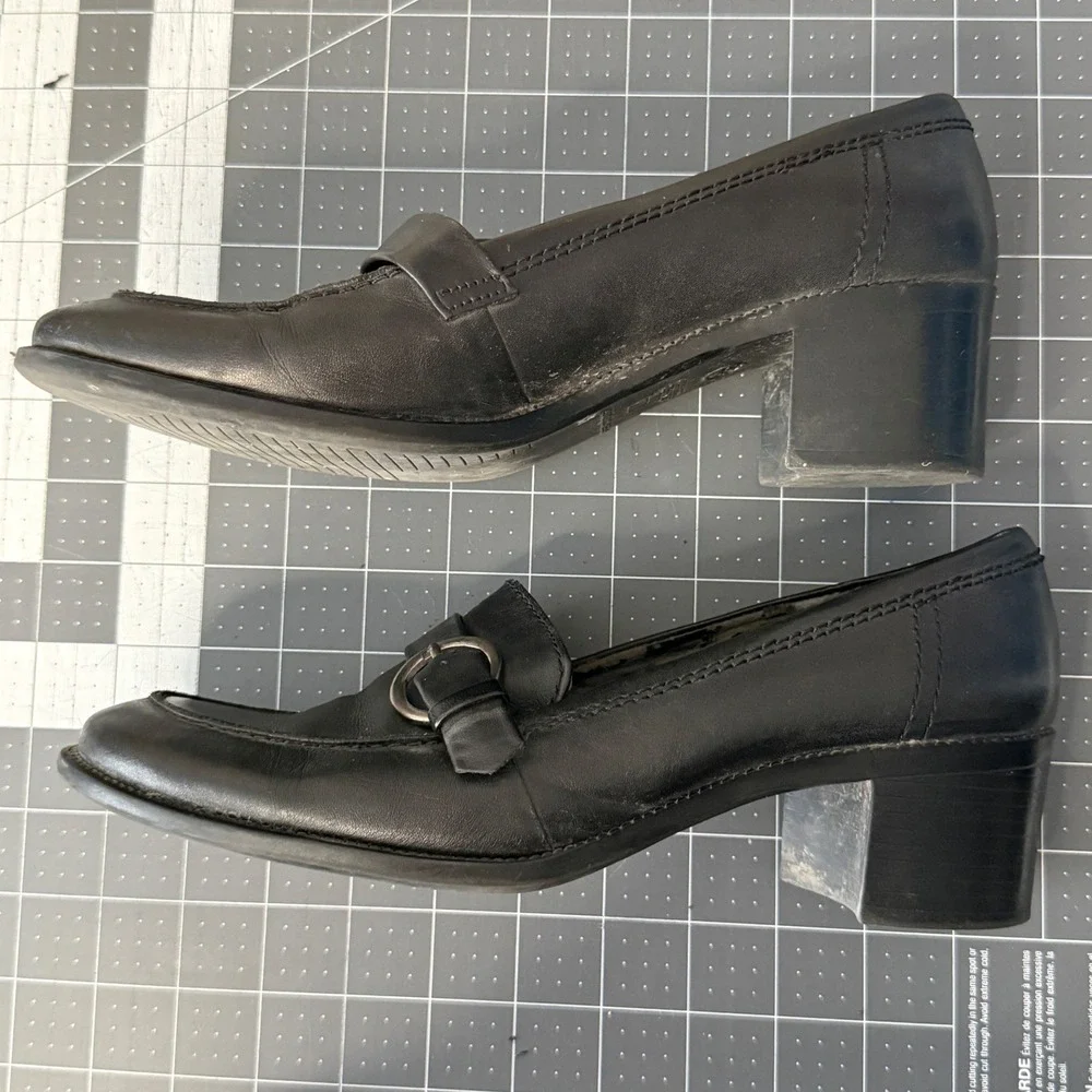Vintage‎ Y2K Pilgrim Chunky Leather Loafers Black Womens 8.5 Whimsigoth Indie